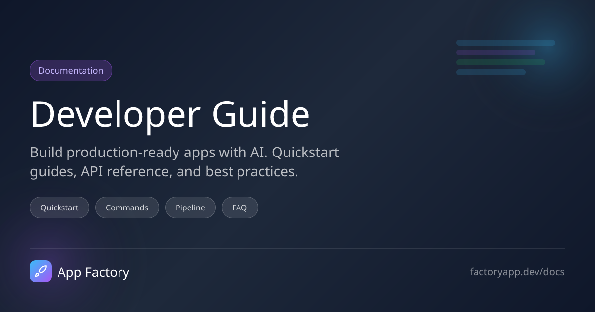 Documentation - App Factory Developer Guide | App Factory